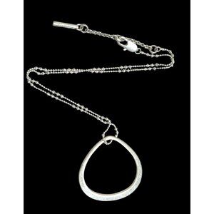 Kenneth Cole Open Teardrop Brushed Silver Tone Pendant Necklace